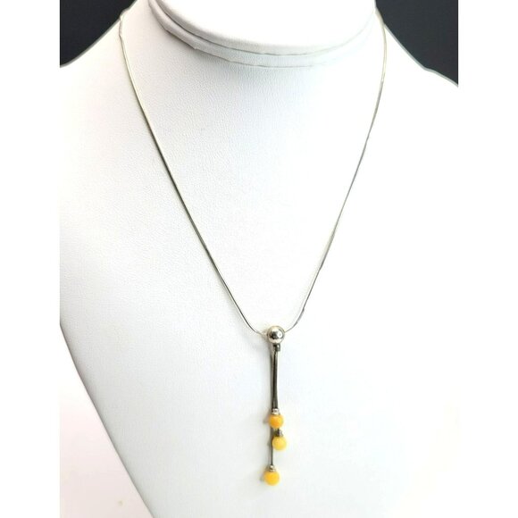 Vintage Sterling Silver Snake Dangle Bead Slide Chain 925 16.5"+Extender CT27 - Picture 2 of 8